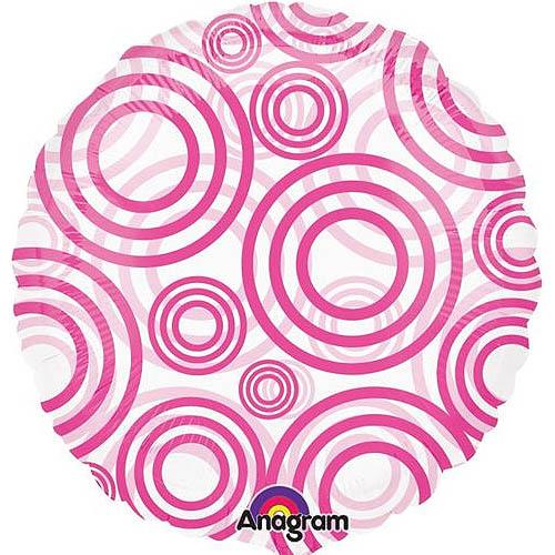 Circles Pink See-Thru Balloon 18in Balloons & Streamers - Party Centre