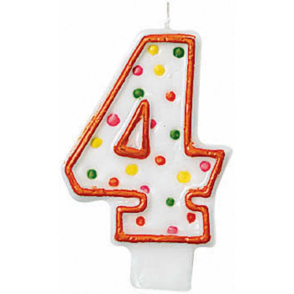 Number 4 Polka Dots Birthday Candle 3in Party Accessories - Party Centre
