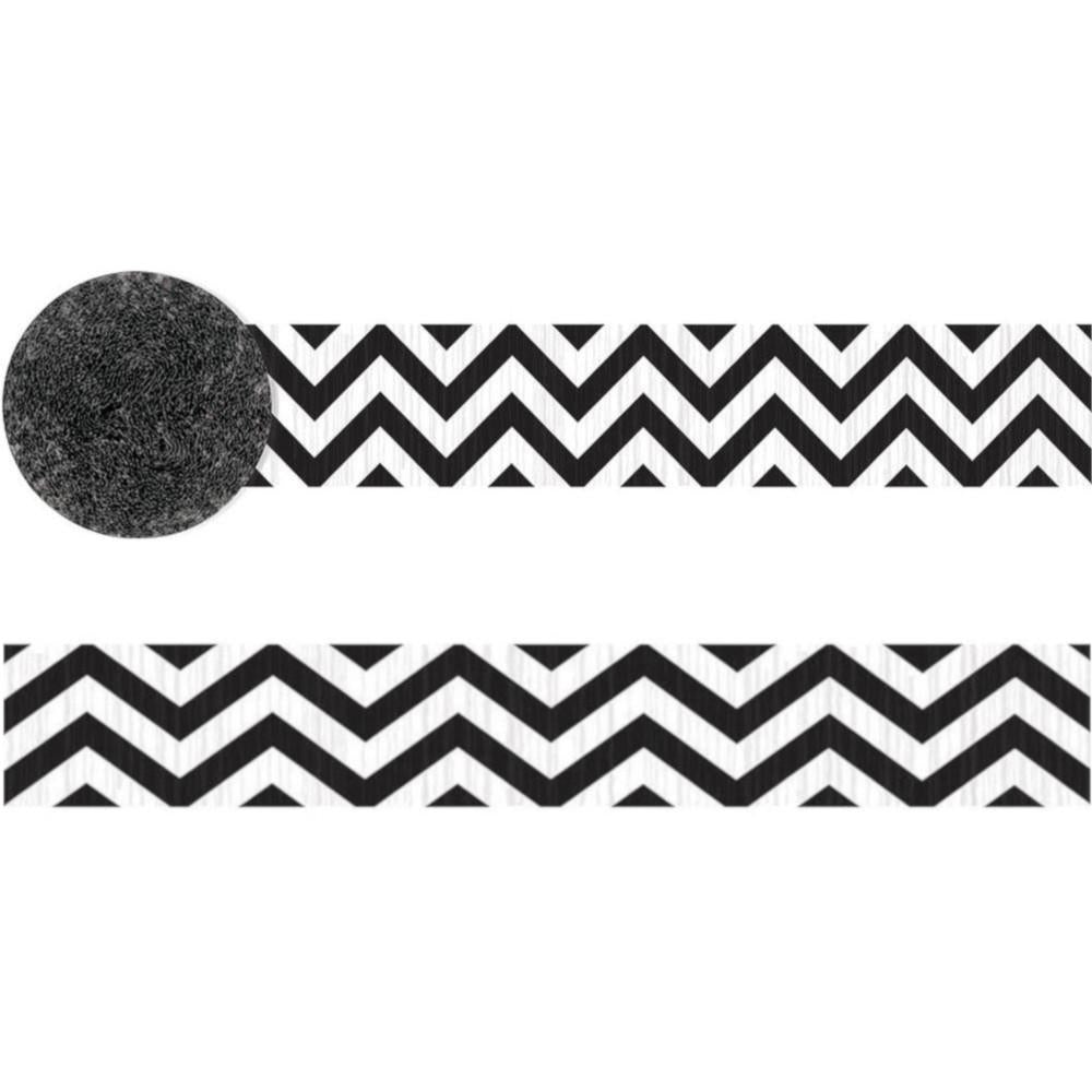 Black And White Chevron Crepe Streamer 81ft Decorations - Party Centre