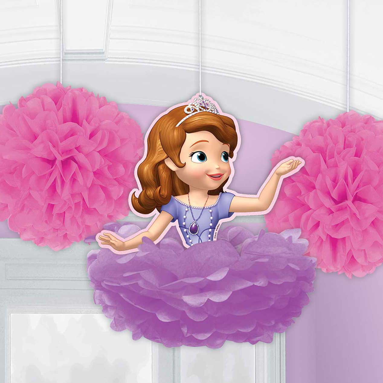 Sofia The First Fluffy Decorations 3pcs Decorations - Party Centre