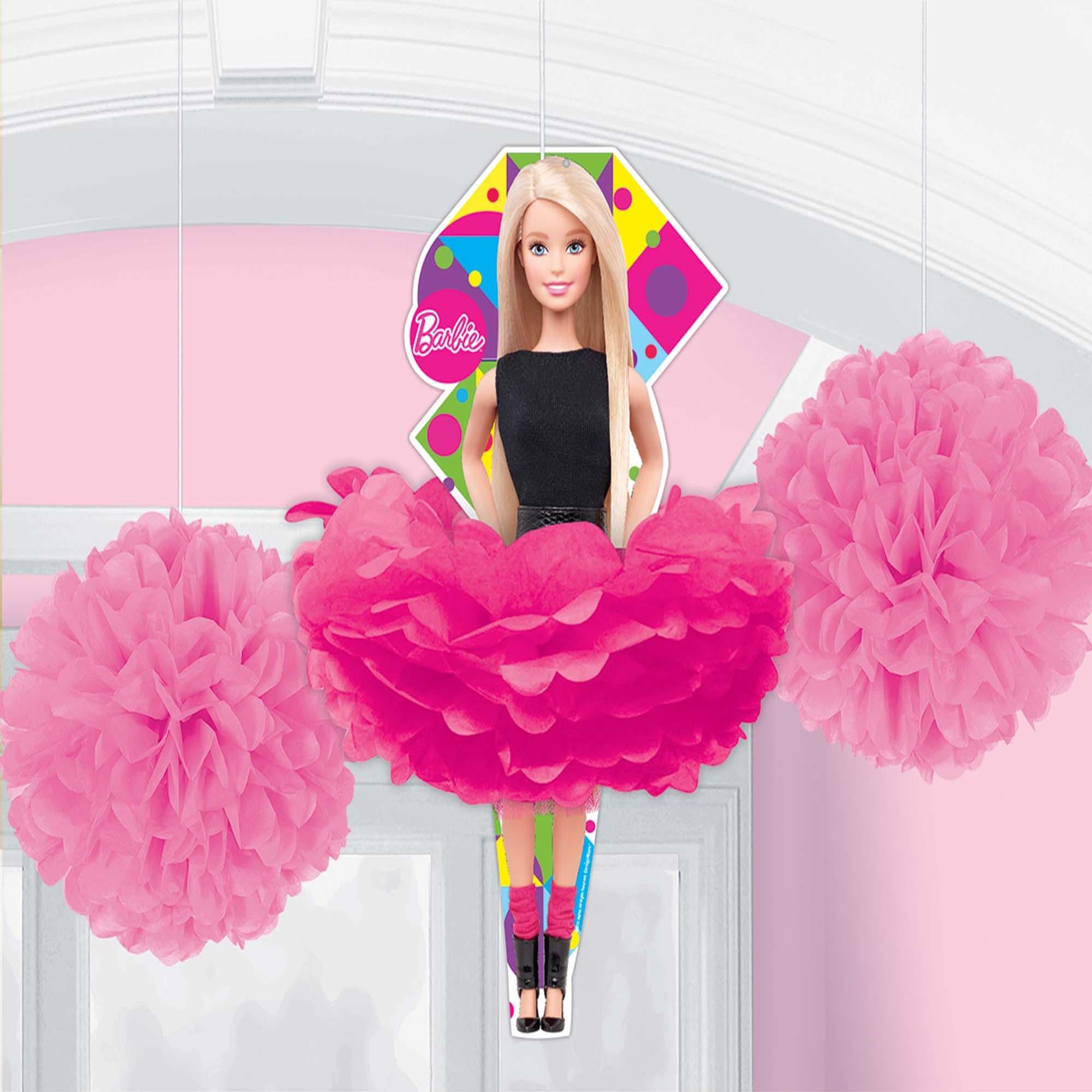 Barbie Sparkle Fluffy Decorations 3pcs Decorations - Party Centre