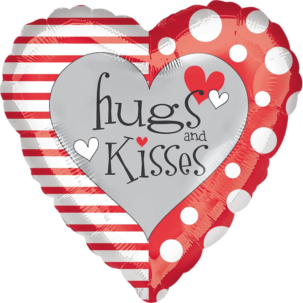 Red & White Hugs & Kisses Foil Balloon 18in Balloons & Streamers - Party Centre