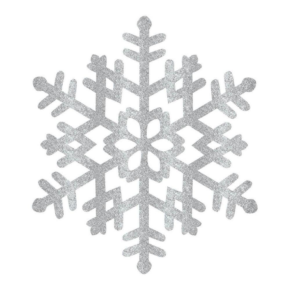 Silver Large Snowflake Decoration - Plastic 15in Decorations - Party Centre