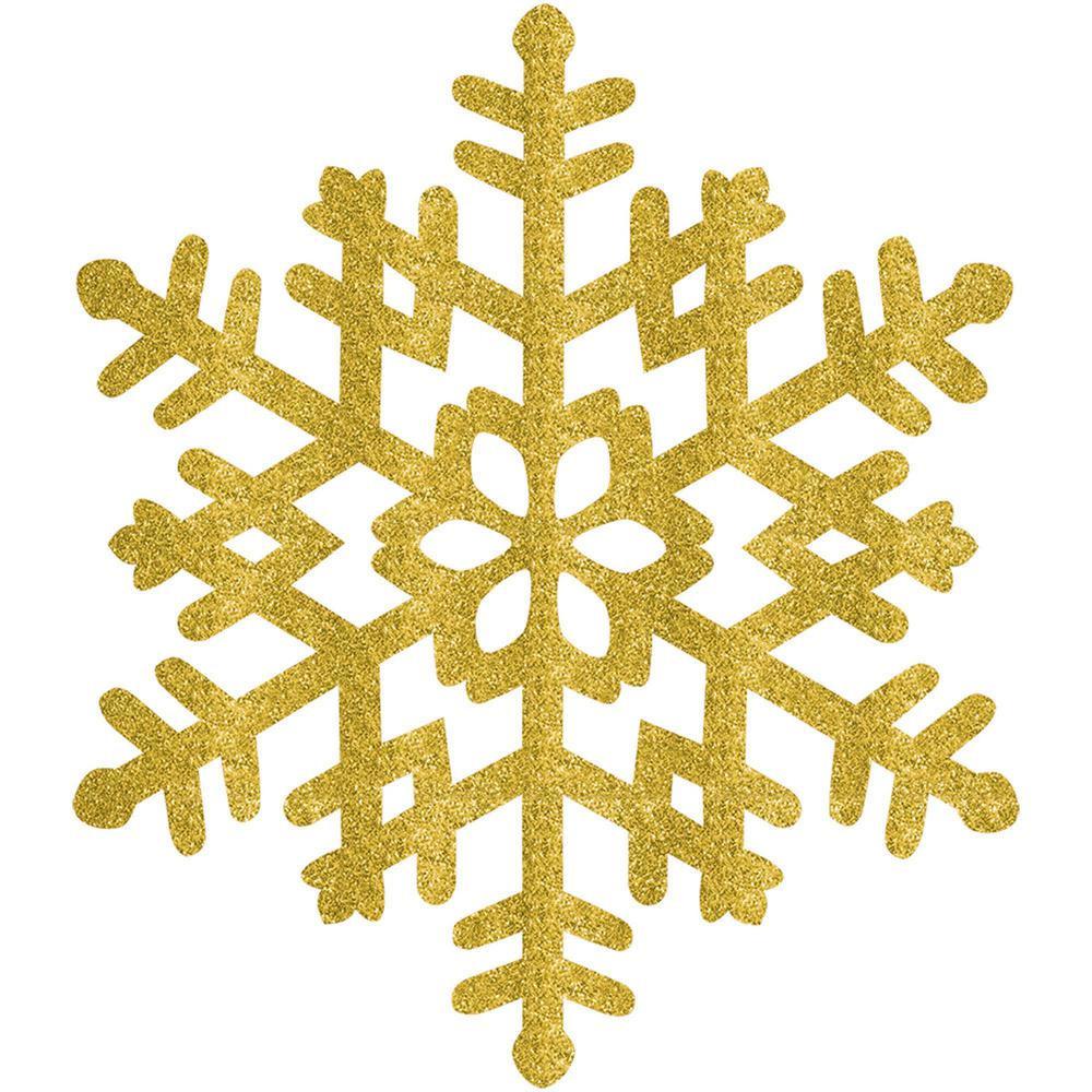 Gold Large Snowflake Decoration - Plastic 15in Decorations - Party Centre