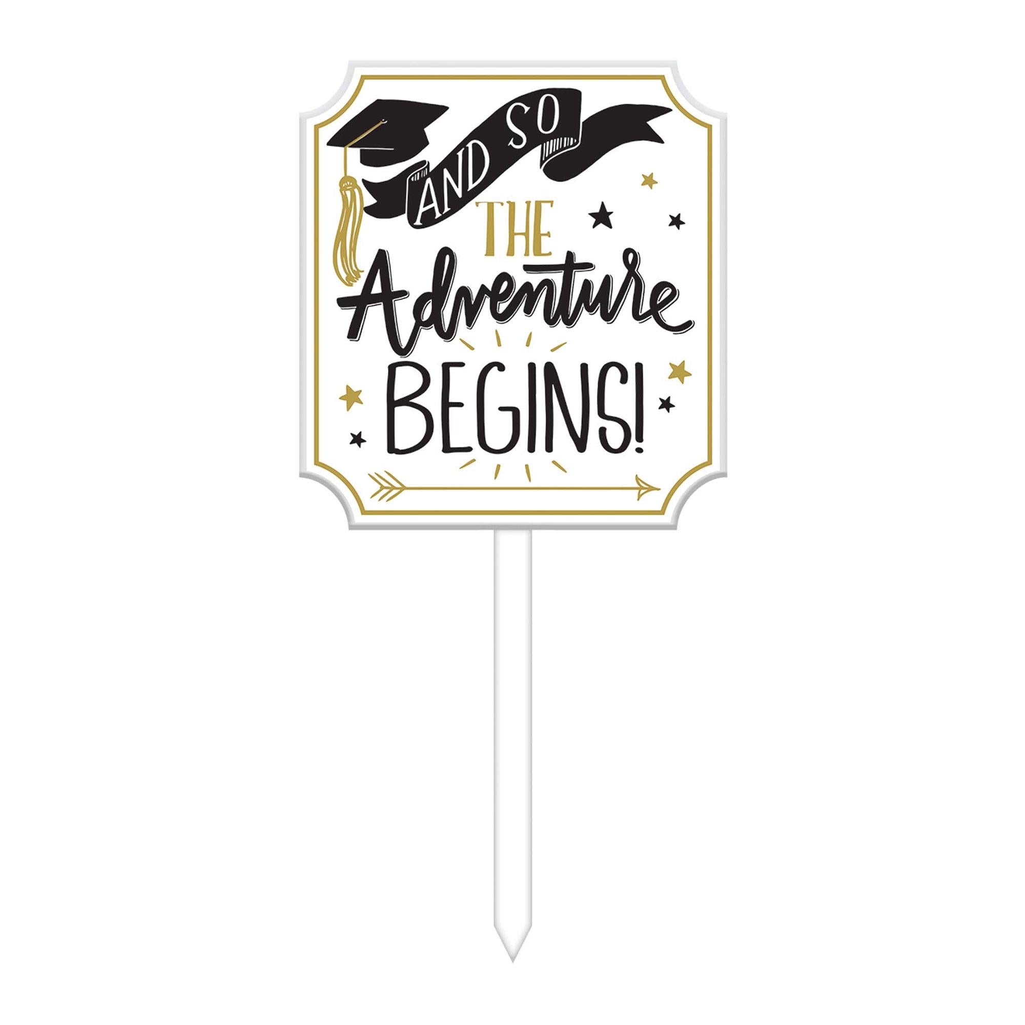 The Adventure Begins Grad Lawn Sign Decorations - Party Centre