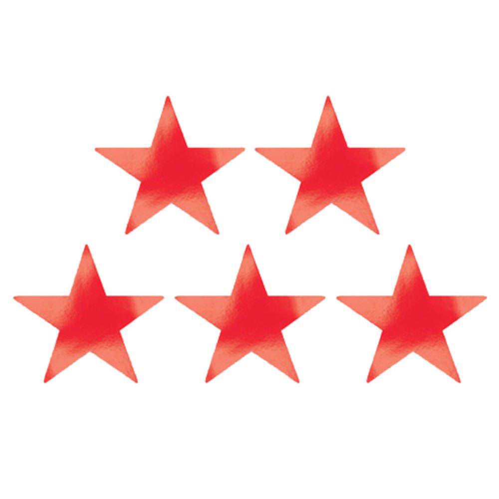 Apple Red Star Foil Cutout 9in 5pcs Decorations - Party Centre