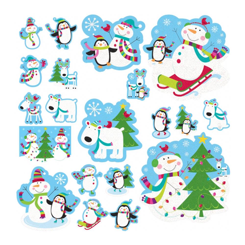 Joyful Snowman Glitter Cutouts 20pcs Decorations - Party Centre