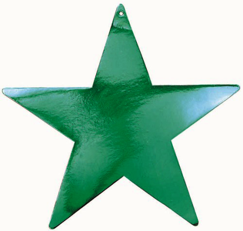 Green StarFoil Cutout 5in Decorations - Party Centre