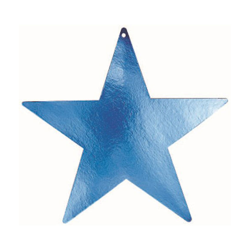Blue Star Foil Cutout 15in Decorations - Party Centre