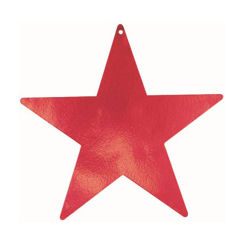 Apple Red Star Foil Cutout 15in Decorations - Party Centre