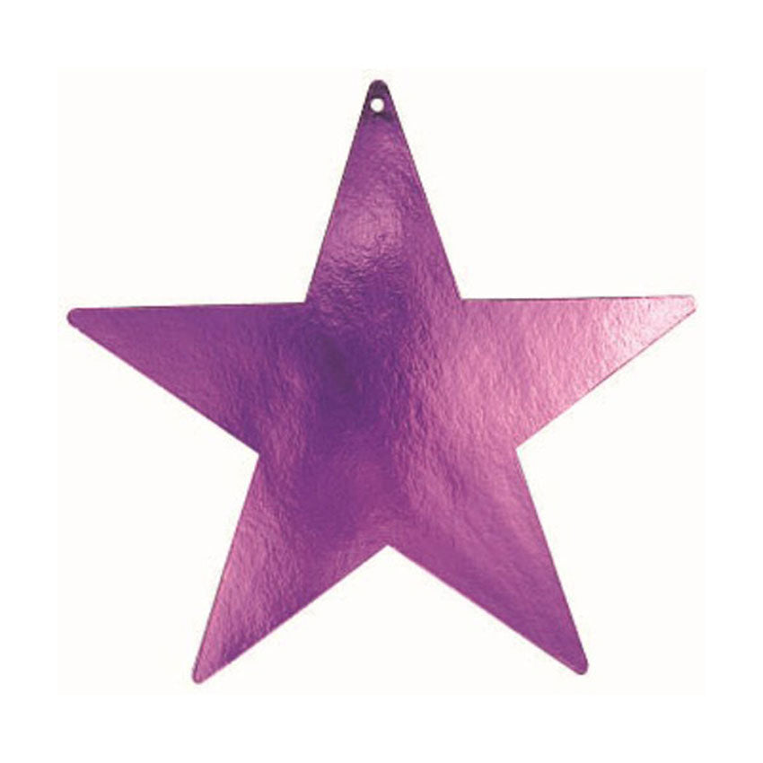 Purple Star Foil Cutout 15in Decorations - Party Centre