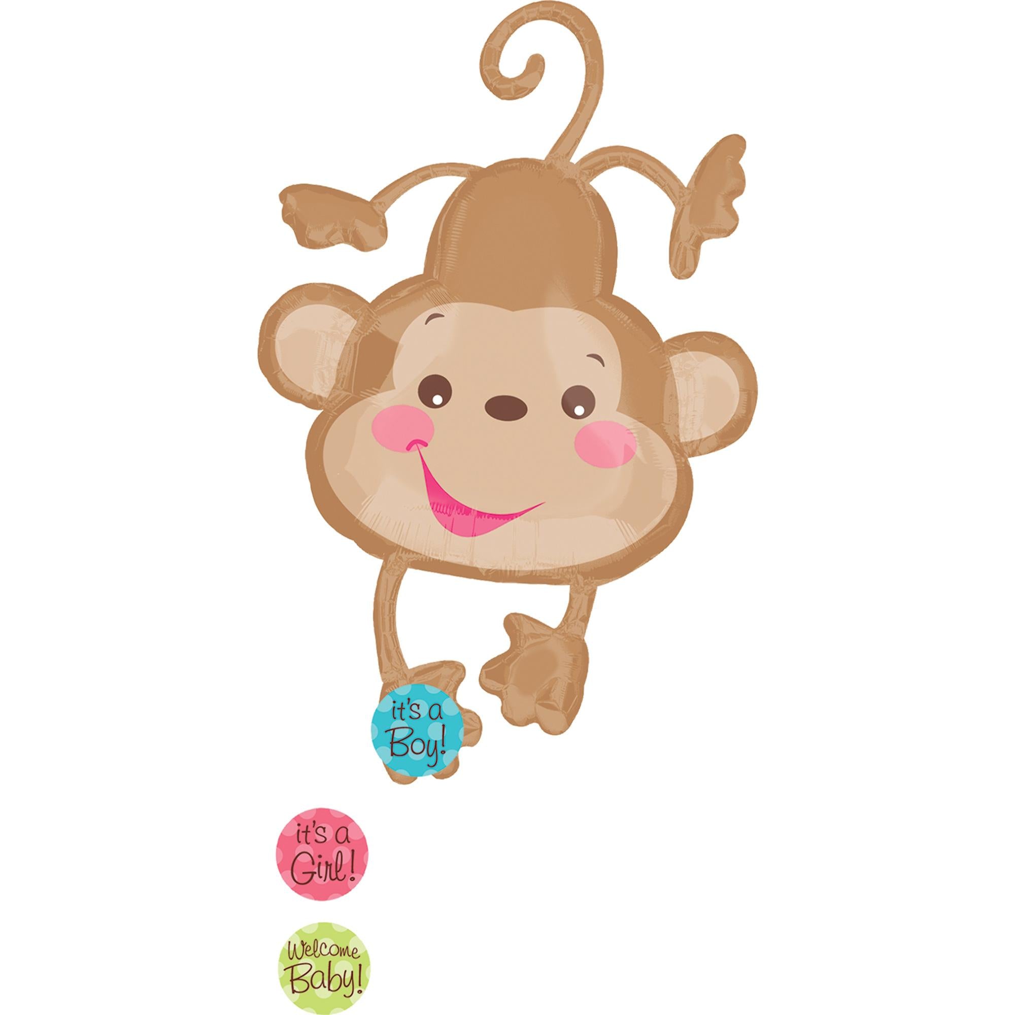 Fisher-Price Baby Monkey SuperShape Balloon 26x40in Balloons & Streamers - Party Centre