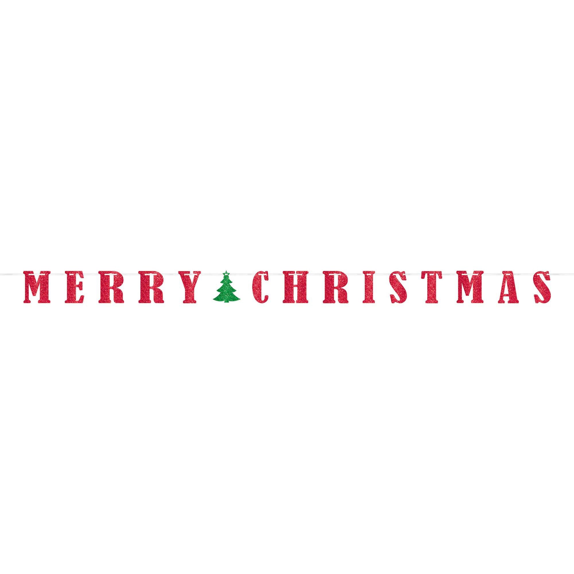 Merry Christmas Glitter Letter Banner Decorations - Party Centre
