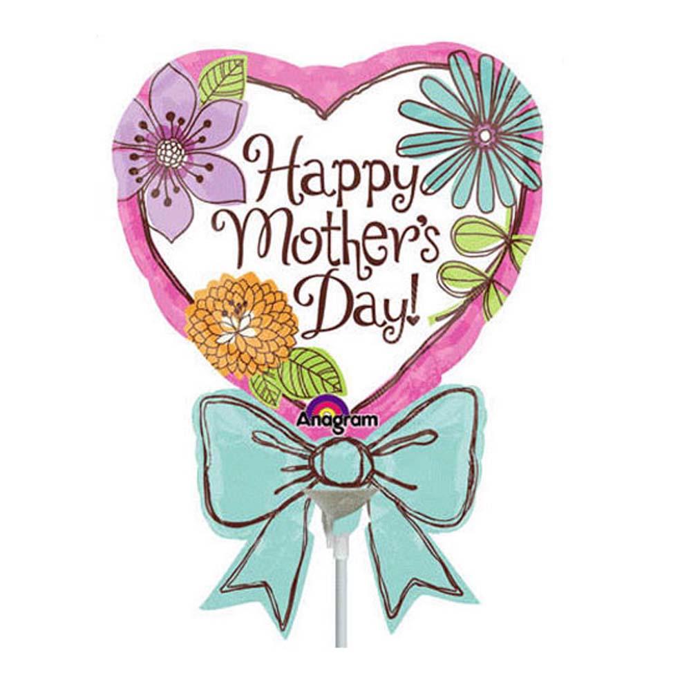 Mother's Day Heart and Bow Mini Shape Foil Balloon Balloons & Streamers - Party Centre