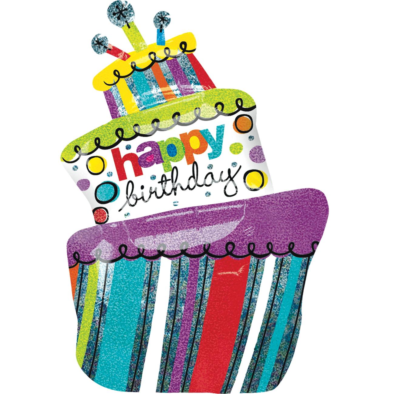 Funky Birthday Cake Foil Balloon 24 x 37in Balloons & Streamers - Party Centre