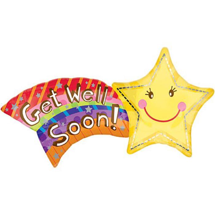 Get Well Shooting Star Foil Balloon 27 x 22in Balloons & Streamers - Party Centre