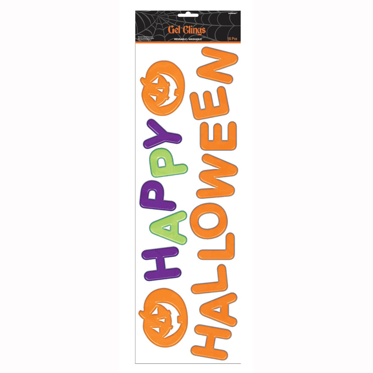 Happy Halloween Gel Clings Decorations - Party Centre