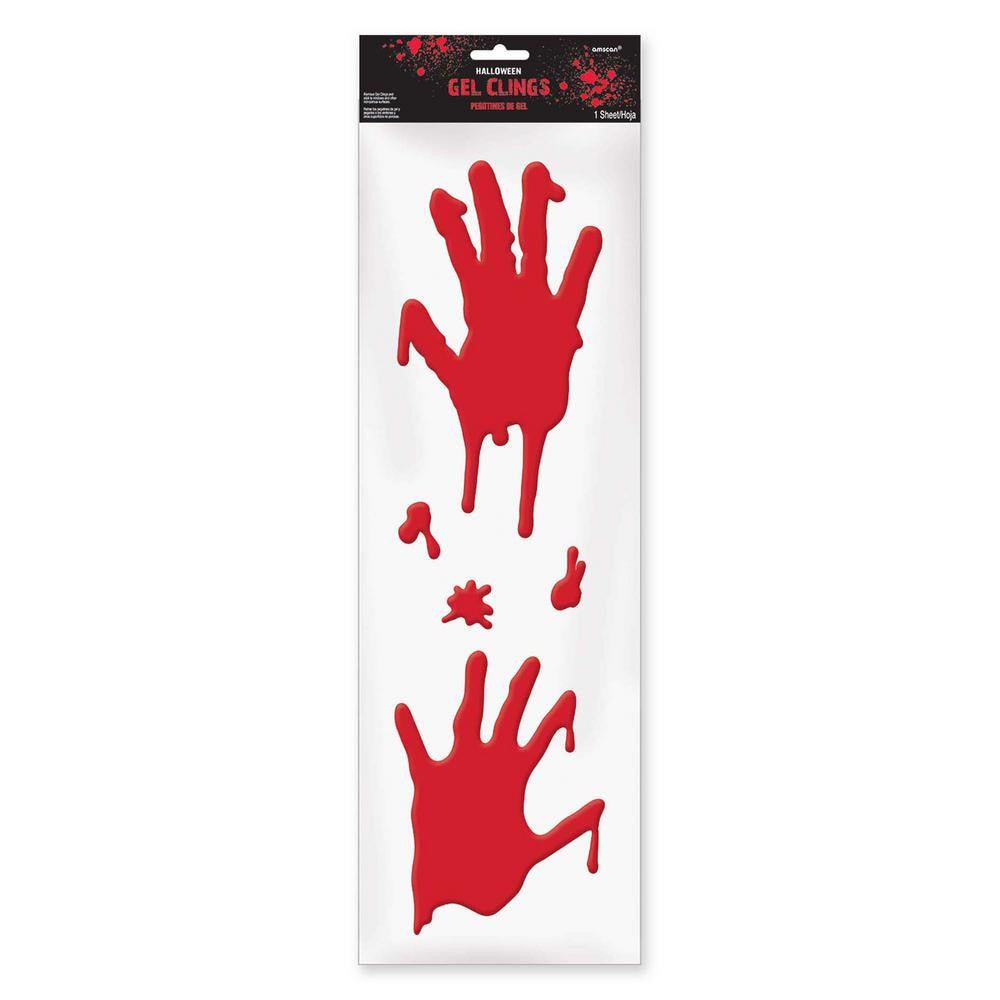 Asylum Bloody Hands Gel Clings Decorations - Party Centre