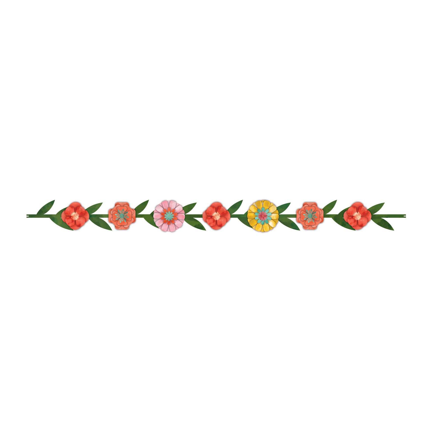 Bright Florals Paper Garland Decorations - Party Centre