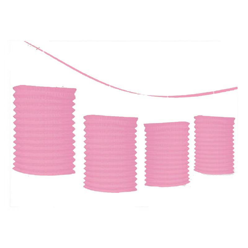 New Pink Paper Lantern Garland 12ft Decorations - Party Centre