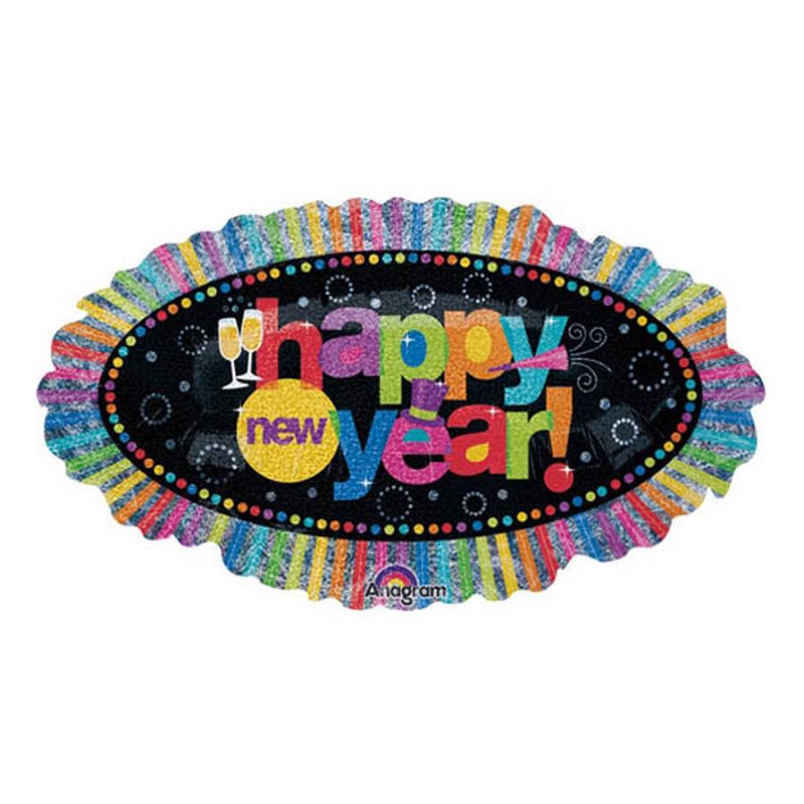Happy New Year Ruffle SuperShape Balloon Balloons & Streamers - Party Centre