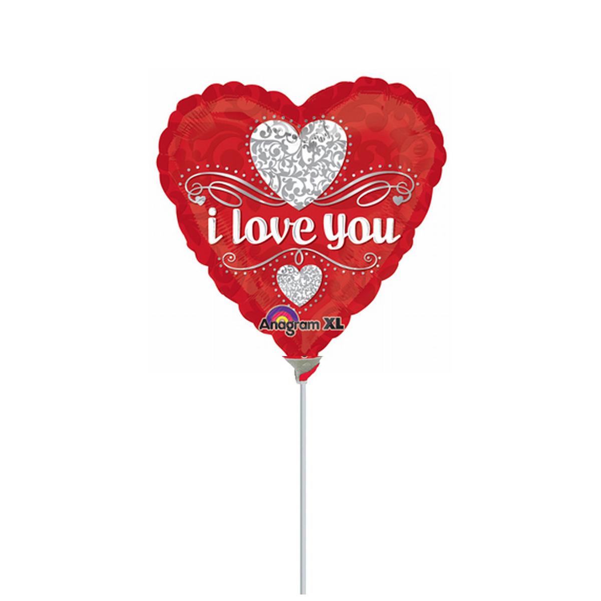 Love Silver Accents Mini Shape Foil Balloon 9in Balloons & Streamers - Party Centre