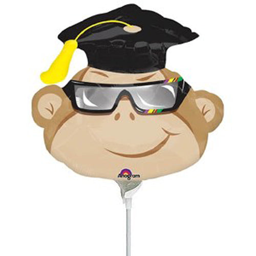 Graduation Monkey With Glasses Mini Shape Balloon Balloons & Streamers - Party Centre