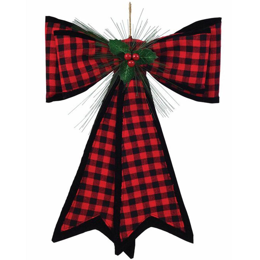 Christmas Traditional Plaid Deluxe Bow 21in x 18in Decorations - Party Centre