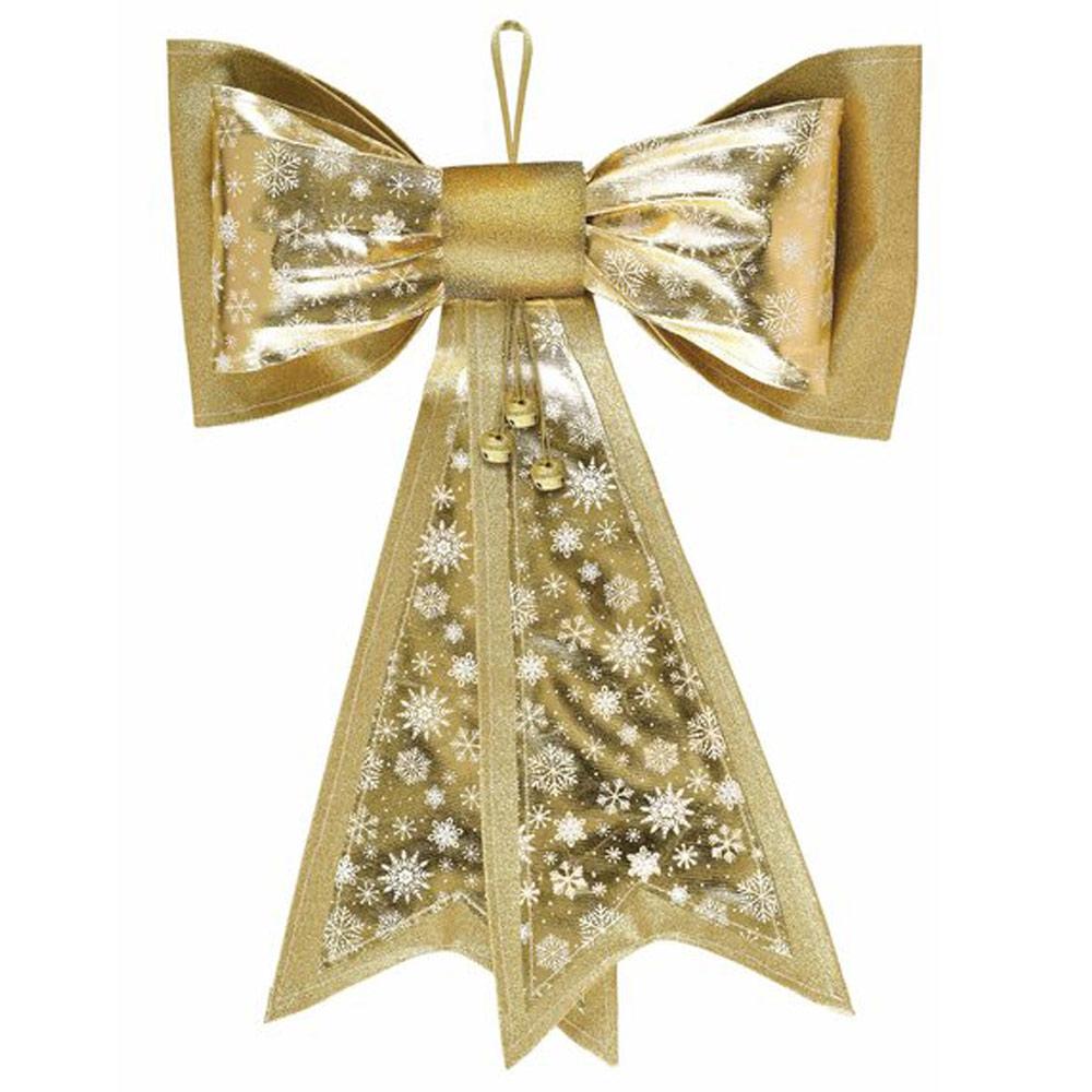 Christmas Metallic Gold Deluxe Bow 21in x 18in Decorations - Party Centre
