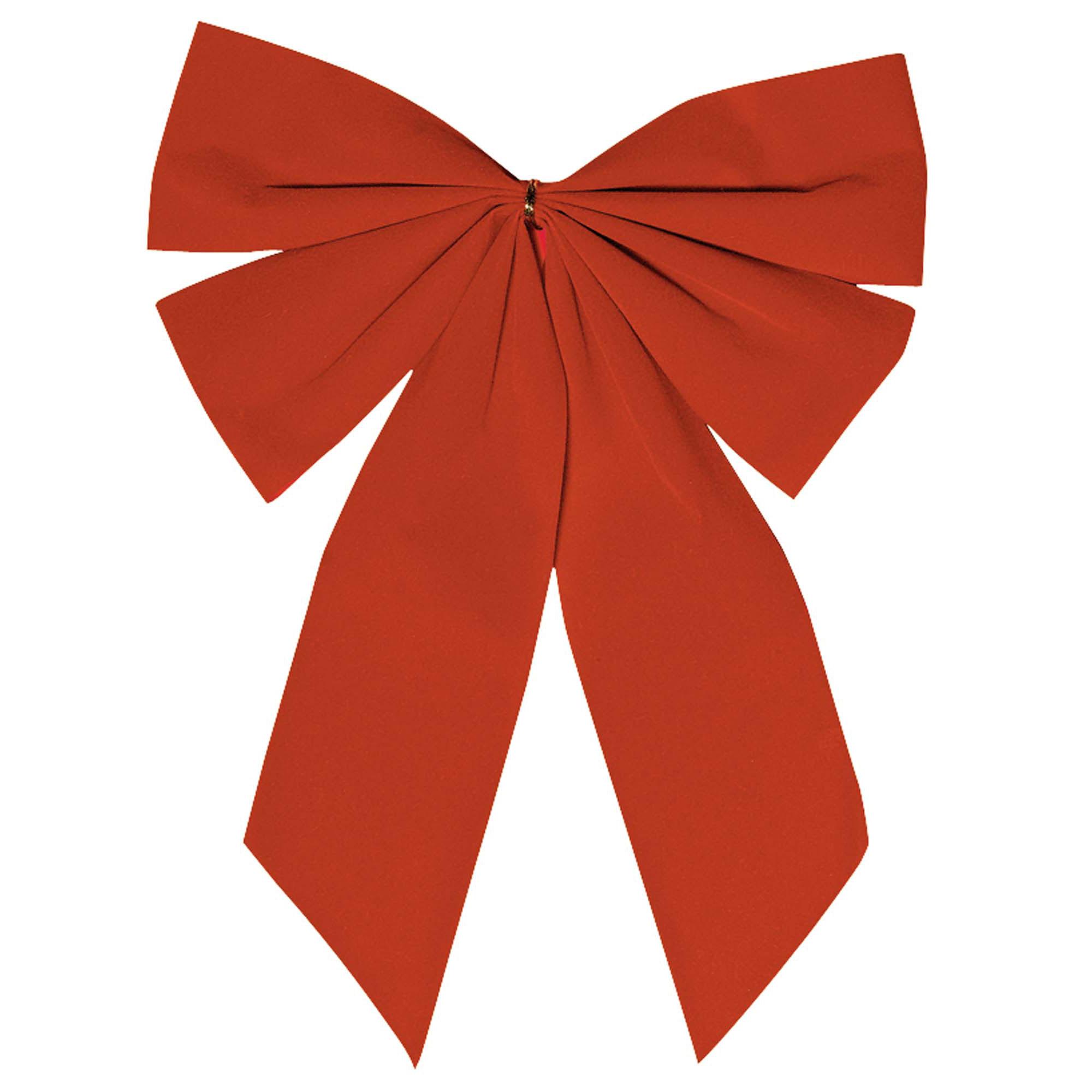 Christmas Red Flocked Bow 15in x 11in Decorations - Party Centre