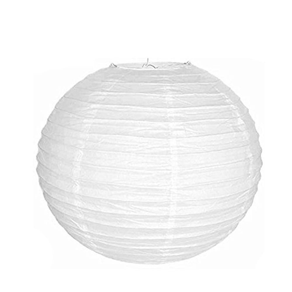 Frosty White Round Paper Lanterns 9.50in 3pcs Decorations - Party Centre