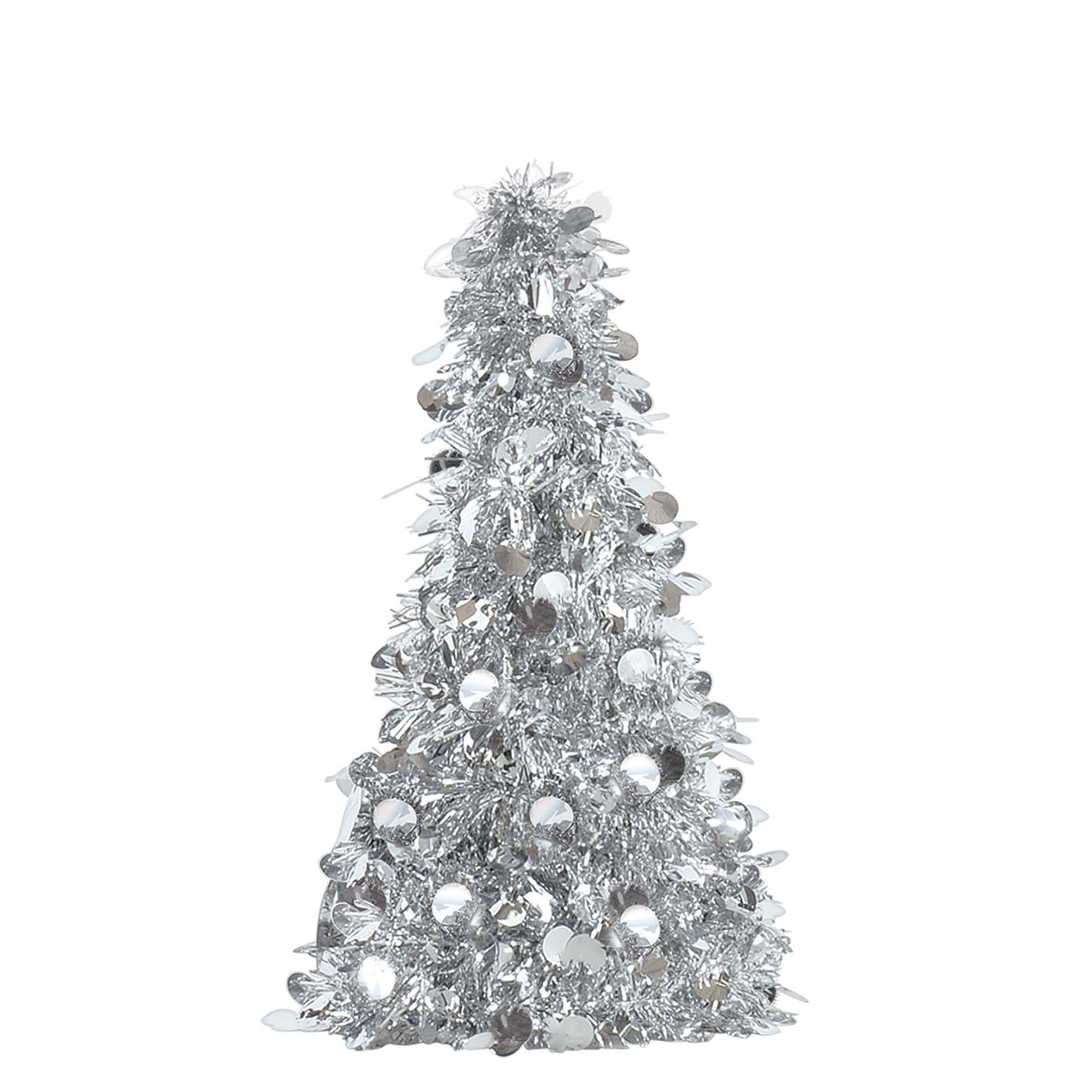 Silver Tree Small Tinsel 10in Decorations - Party Centre