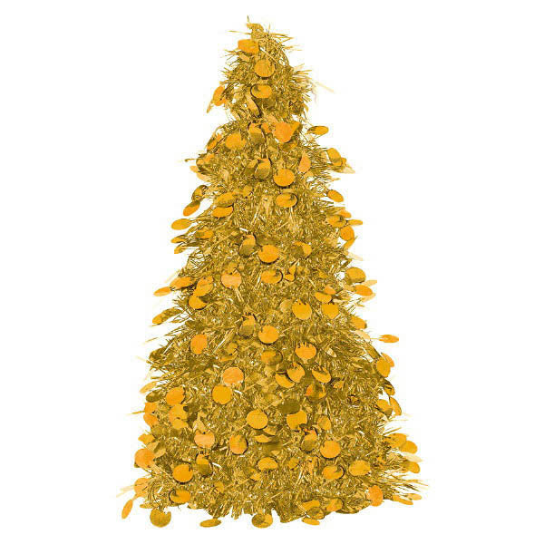 Gold Tinsel Tree Centerpiece 10in Decorations - Party Centre