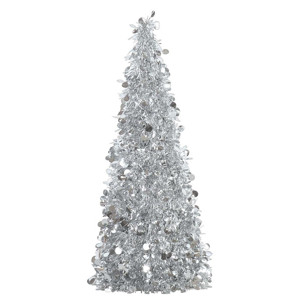 Silver Tree Large Tinsel 18in Decorations - Party Centre