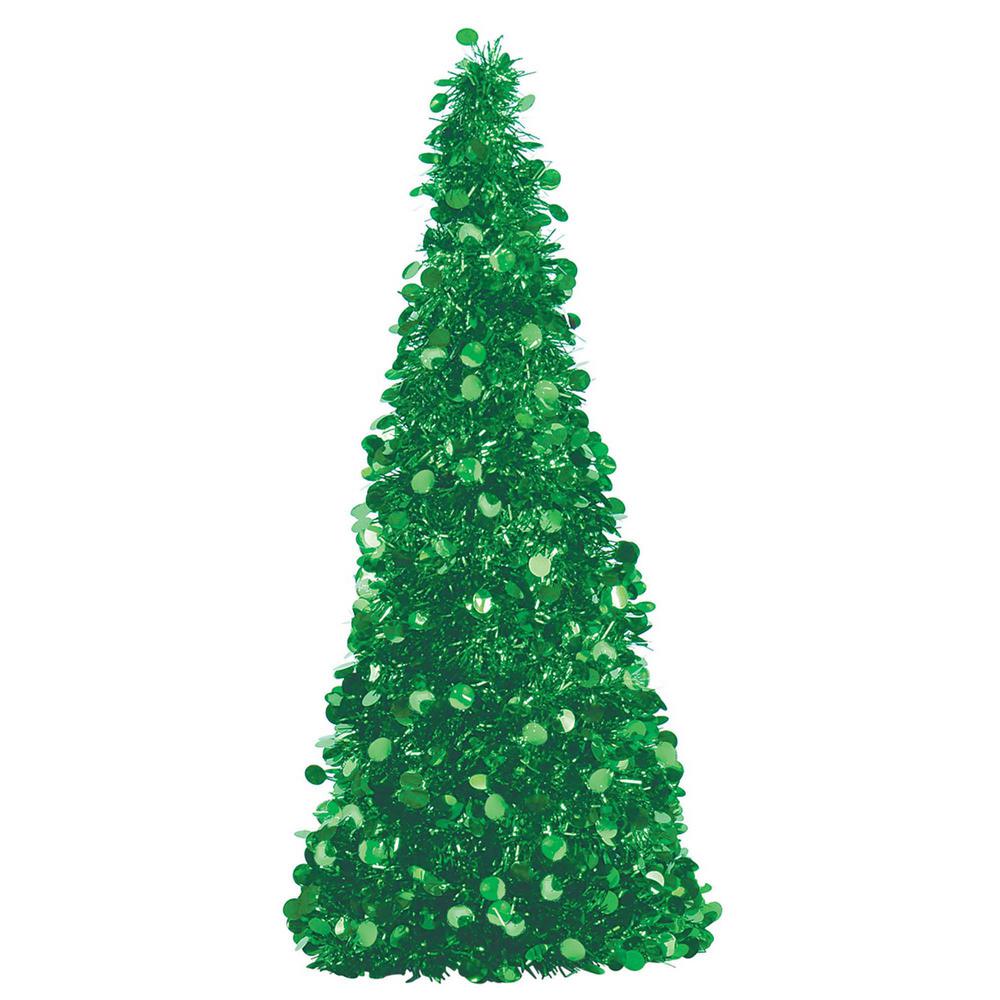 Green Tree Large Tinsel 18in Decorations - Party Centre