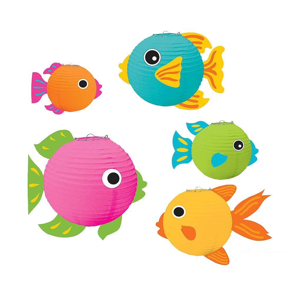 Fish Lanterns With Add Ons 5pcs Decorations - Party Centre