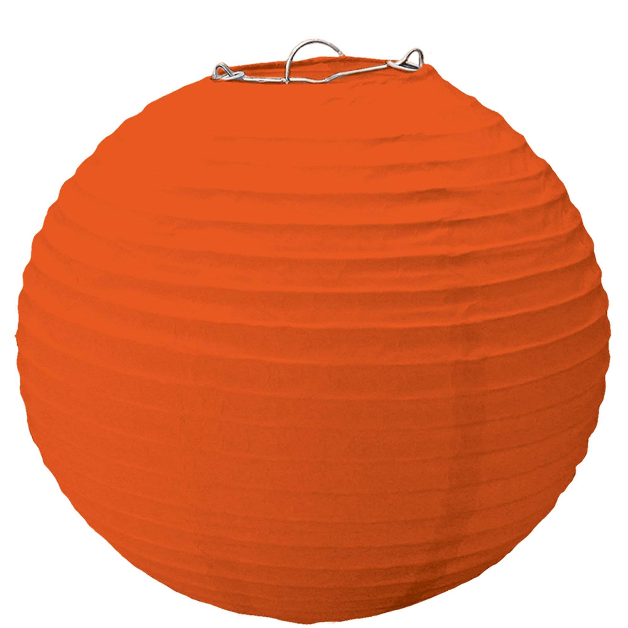 Orange Peel Paper Lantern With Metal Frame 15.50in Decorations - Party Centre
