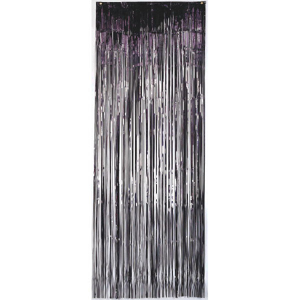 Jet Black Metallic Curtain 8 x 3ft Decorations - Party Centre