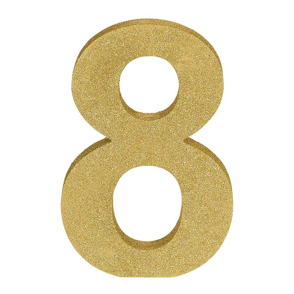 Number 8 Glitter Wood Table Decoration Decorations - Party Centre