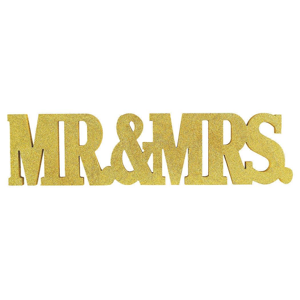 Mr & Mrs Glitter Gold Standing Decoration Decorations - Party Centre