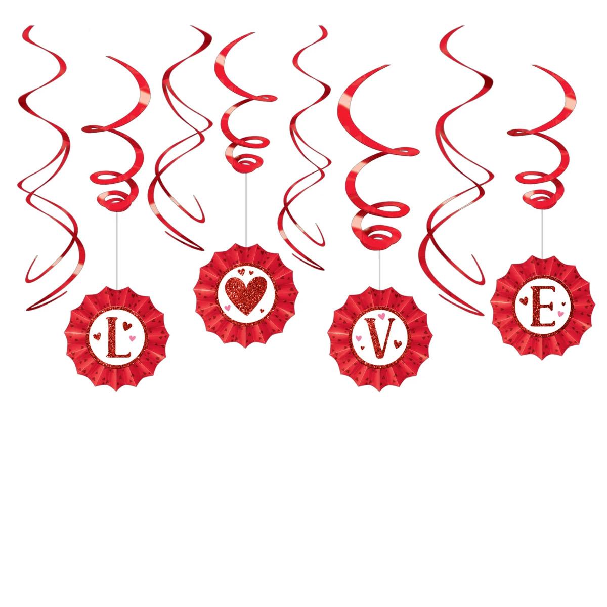 Valentine's Day Fan & Swirl Decoration Decorations - Party Centre