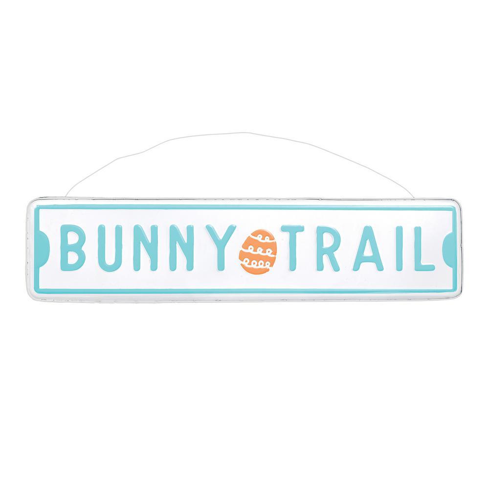 Easter Bunny Trail Street Metallic Hanging Sign Decorations - Party Centre