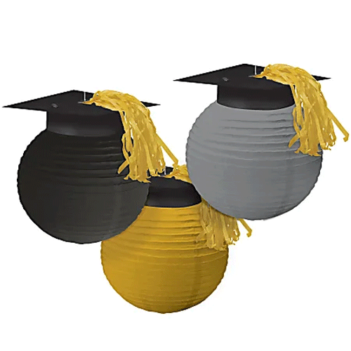 Grad Caps Lanterns with Paper & Metal Frame
