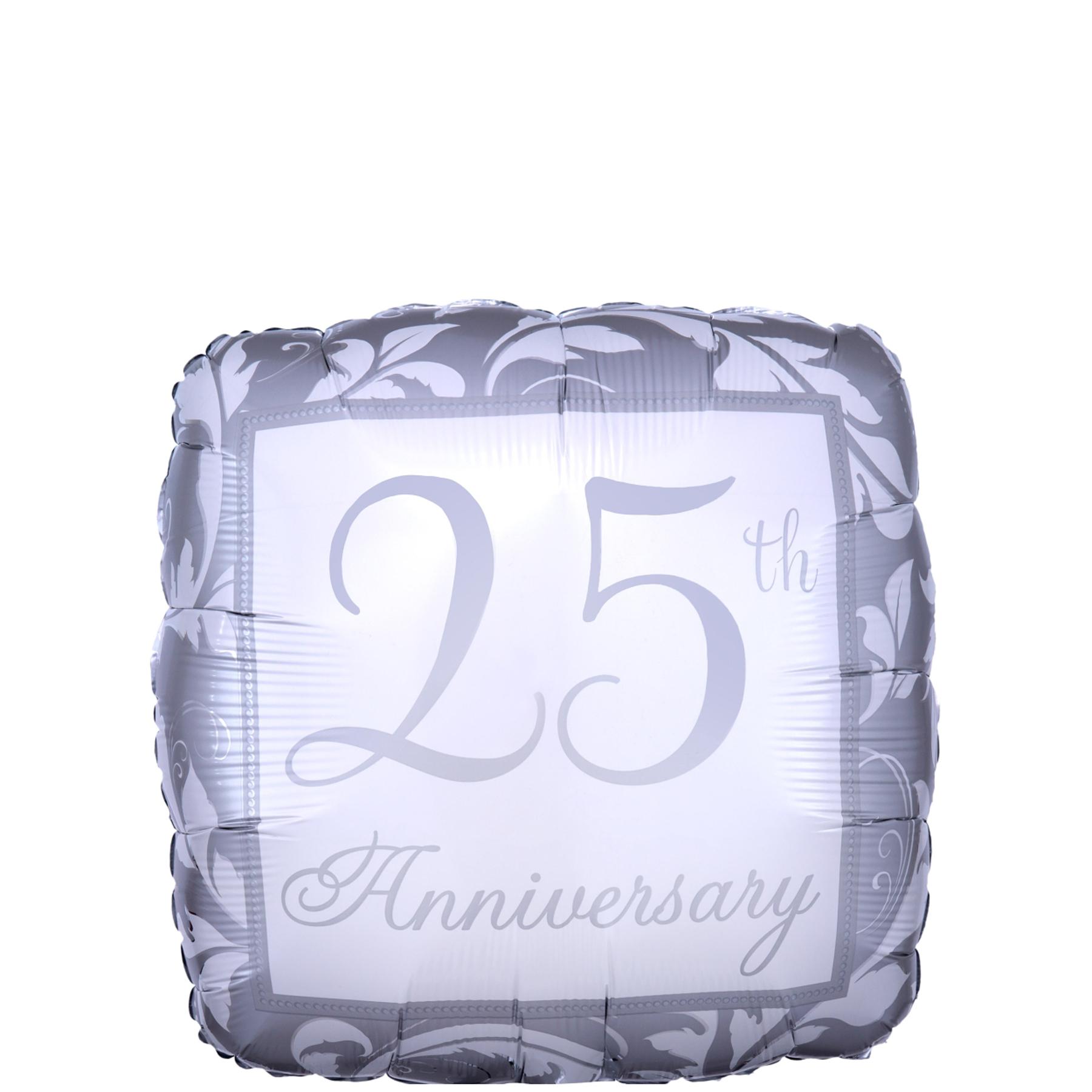 25th Anniversary Silver Elegant Square Balloon 45cm Balloons & Streamers - Party Centre