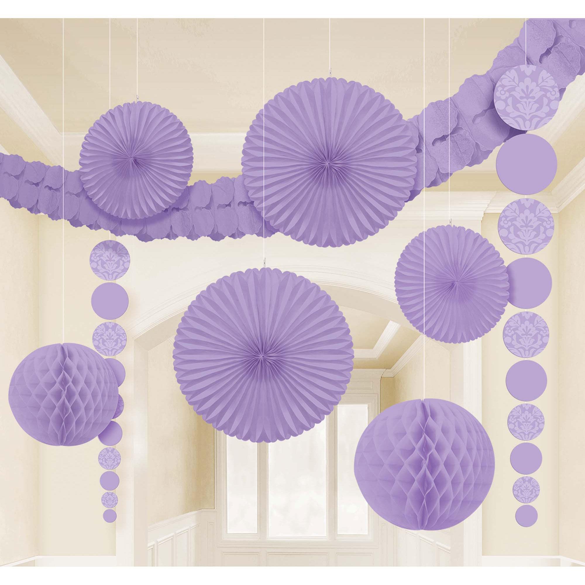 Lilac Damask Decorating Kit Decorations - Party Centre