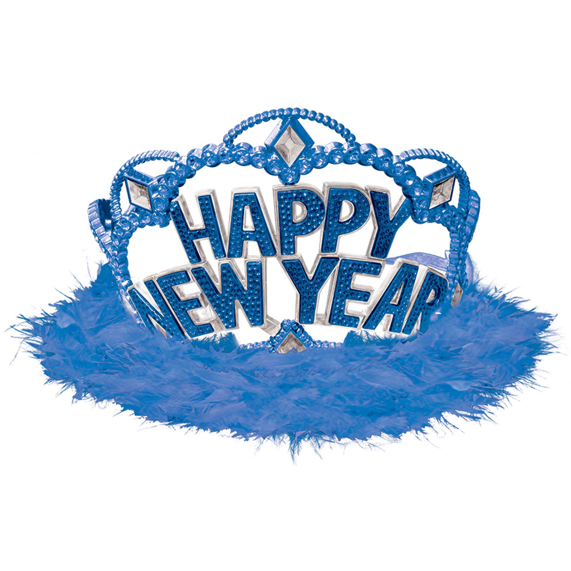 Happy New Year Electroplated Tiara - Blue Costumes & Apparel - Party Centre