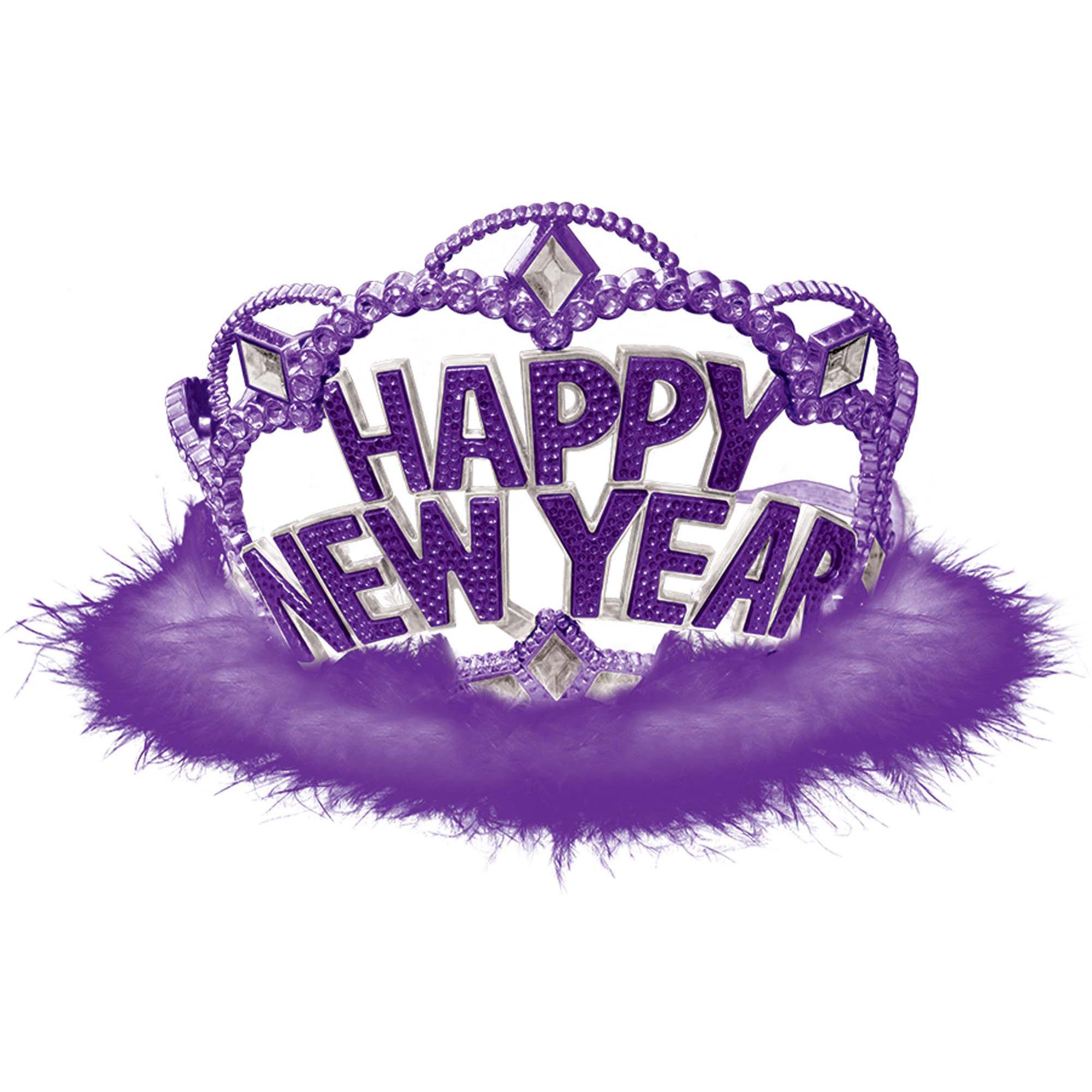 Happy New Year Electroplated Tiara- Purple Costumes & Apparel - Party Centre