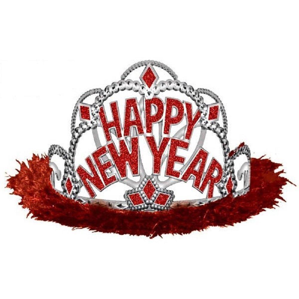 Happy New Year Electroplated Tiara- Red Costumes & Apparel - Party Centre