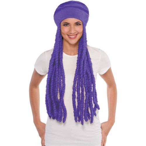 Wig Dread Cap Purple Costumes & Apparel - Party Centre