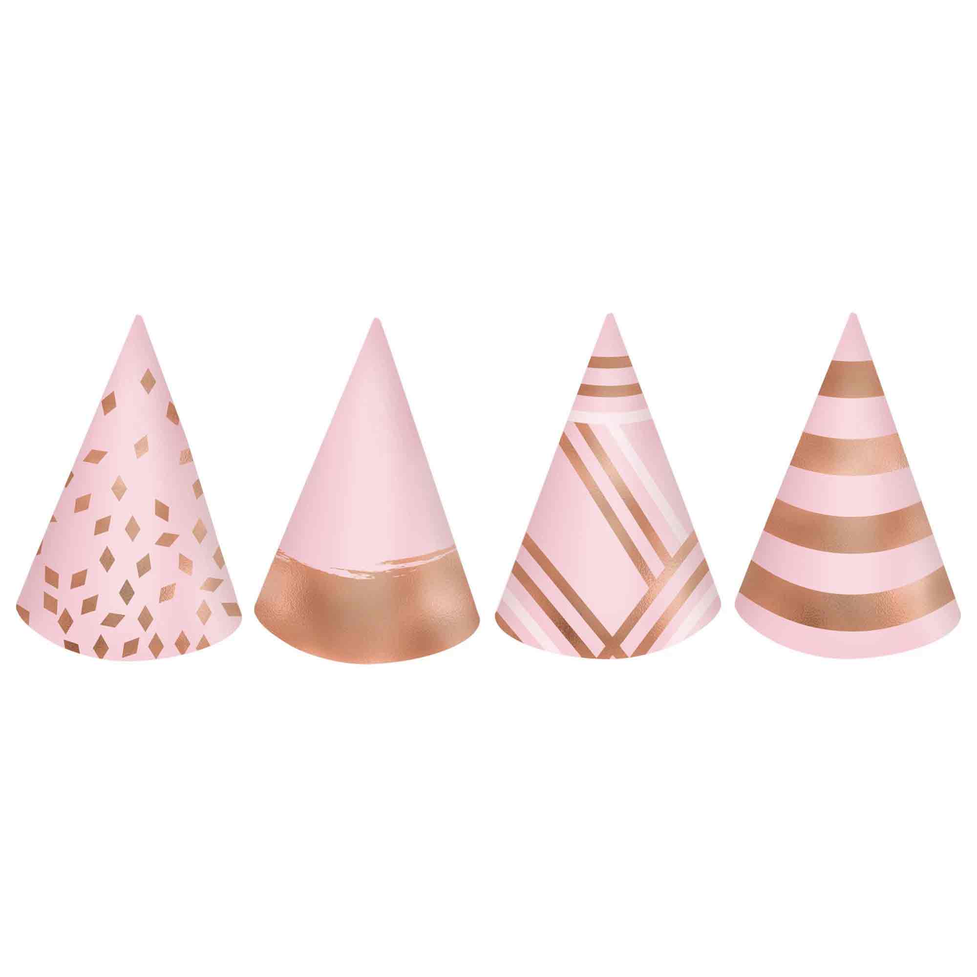 Blush Birthday Mini Cone Hats 12pcs
